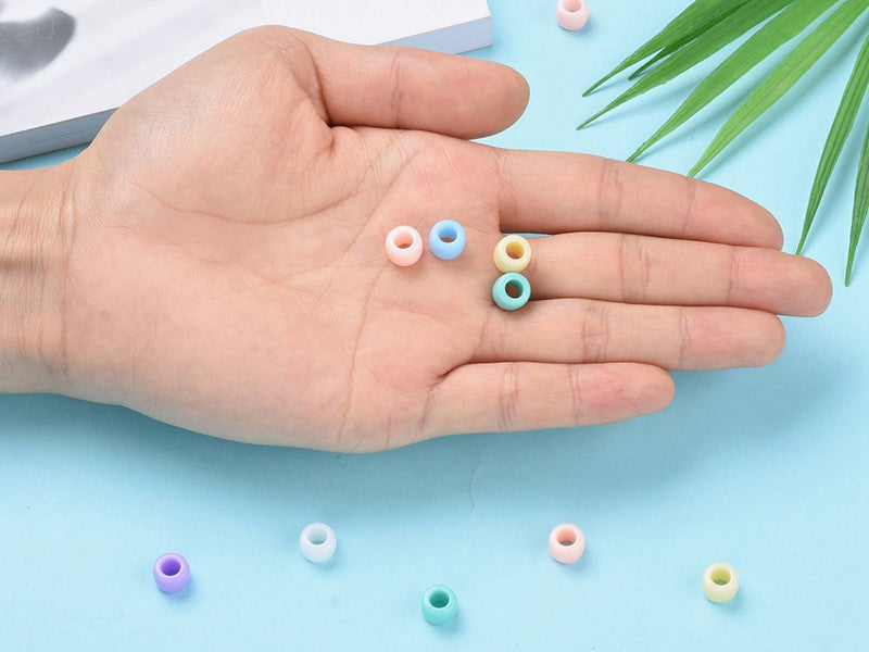 achat 50 perles en plastique pony beads - pastel - 8x6 mm