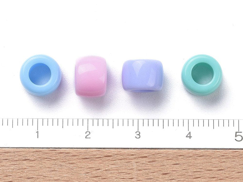 achat 50 perles en plastique pony beads - pastel - 8x6 mm