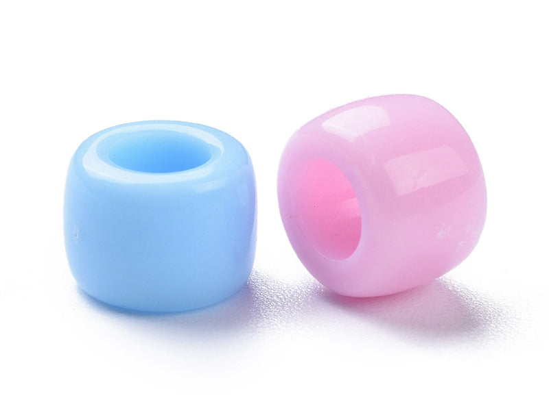 achat 50 perles en plastique pony beads - pastel - 8x6 mm