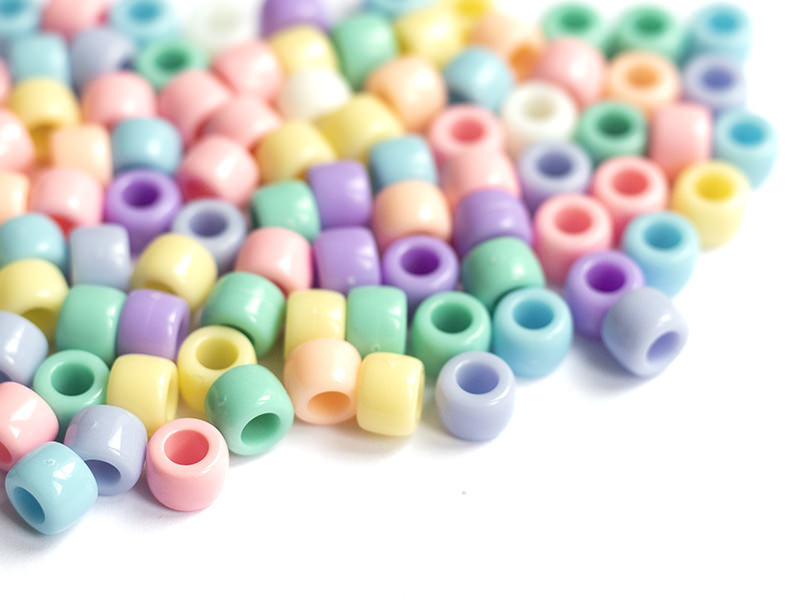 Achat 50 perles en plastique pony beads - pastel - 8x6 mm