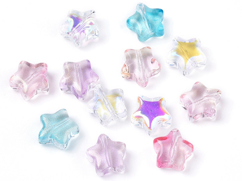 Achat 20 perles en verre - étoile couleur variées - 8 mm