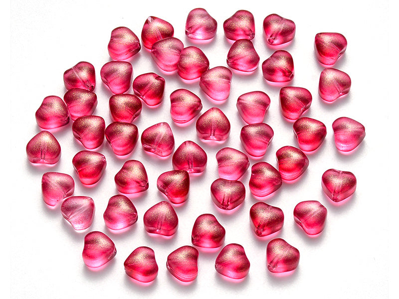 Achat 20 perles en verre - petit cœur rouge paillettes - 6 mm