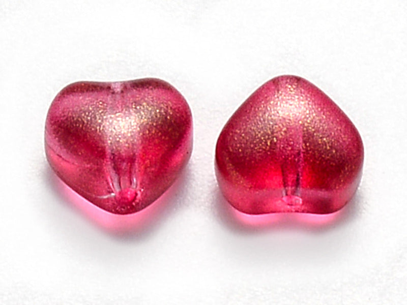 achat 20 perles en verre - petit cœur rouge paillettes - 6 mm