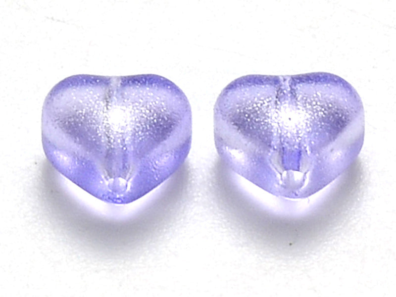 Achat 20 perles en verre - petit cœur mauve paillettes - 6 mm