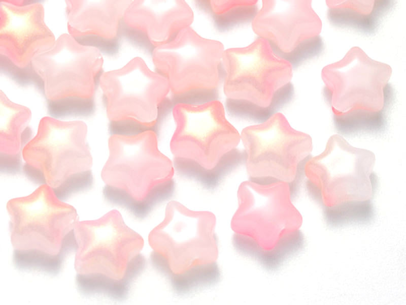 Achat 20 perles en verre - étoiles roses - 8 mm