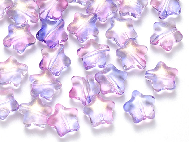 Achat 20 perles en verre - étoiles violet dégradé - 8 mm