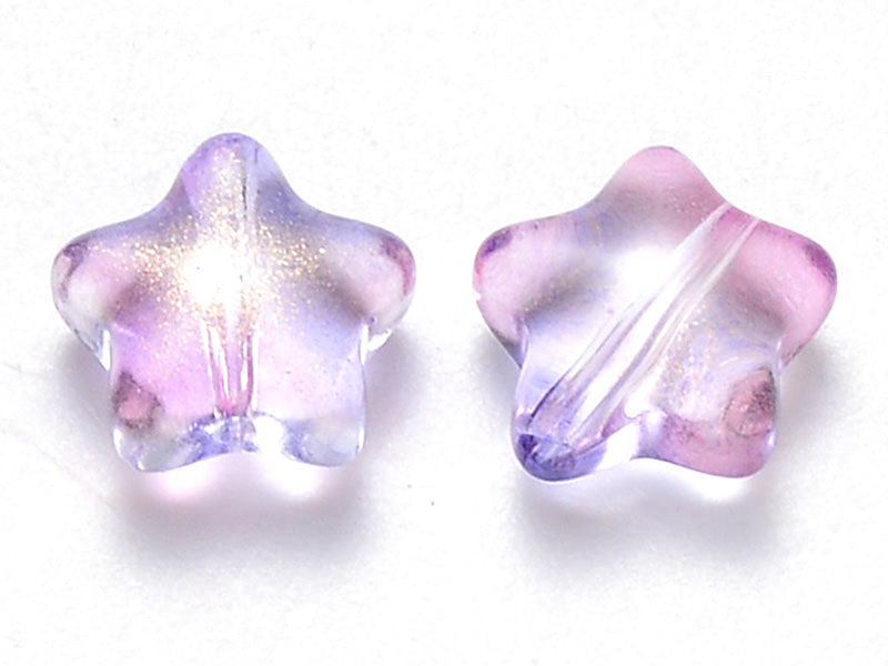 achat 20 perles en verre - étoiles violet dégradé - 8 mm