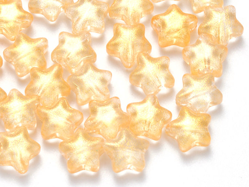 Achat 20 perles en verre - étoiles jaunde d'or pailleté - 8 mm