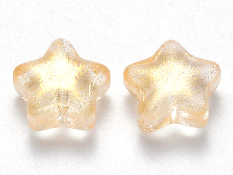 Achat 20 perles en verre - étoiles jaunde d'or pailleté - 8 mm