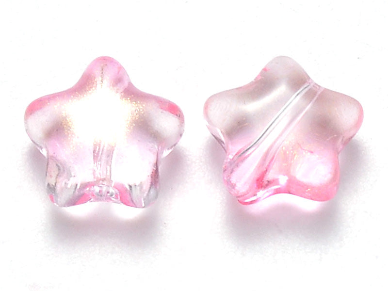Achat 20 perles en verre - étoiles rose transparent irisé - 8 mm