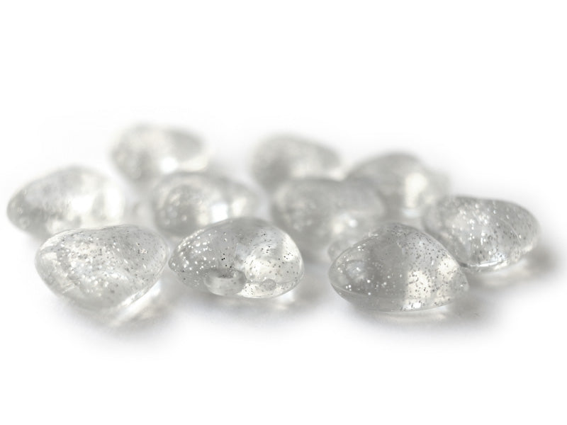 achat 10 perles en plastique - coeur transparents à paillettes - 22 mm