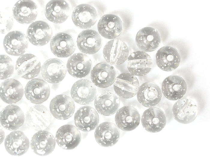 Achat 50 perles en plastique - ronde à paillettes - blanc - 7 mm