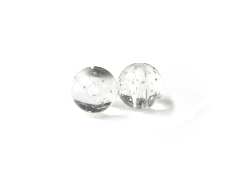 achat 50 perles en plastique - ronde à paillettes - blanc - 7 mm