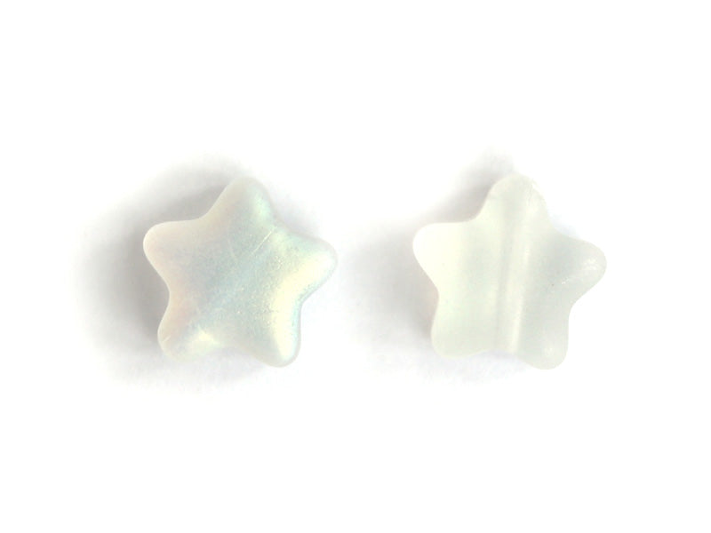 achat 20 perles en verre - étoiles blanc fumé irisé - 8 mm