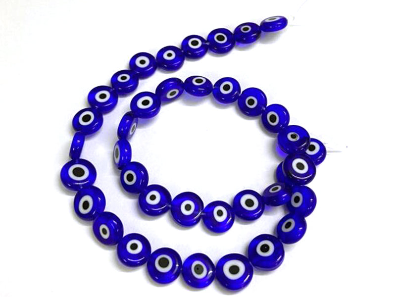 achat 20 perles rondes en verre - œil porte bonheur - bleu roi - 6 mm