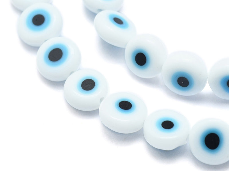 achat 20 perles rondes en verre - œil porte bonheur - blanc - 6 mm