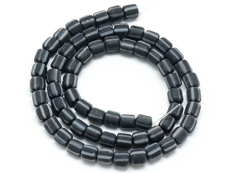 Achat Boite de perles tubes Heishi 6 mm - rayures noir