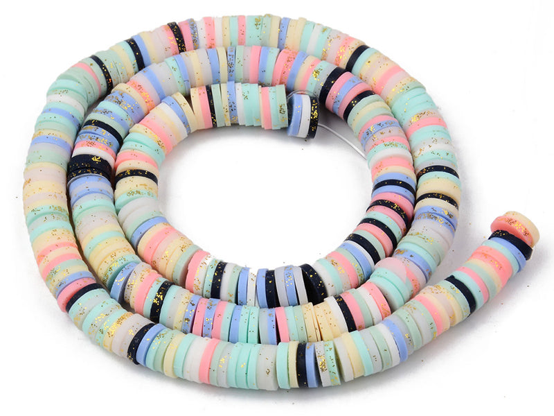 Achat Boite de perles rondelles heishi 6 mm - multicolores à paillettes