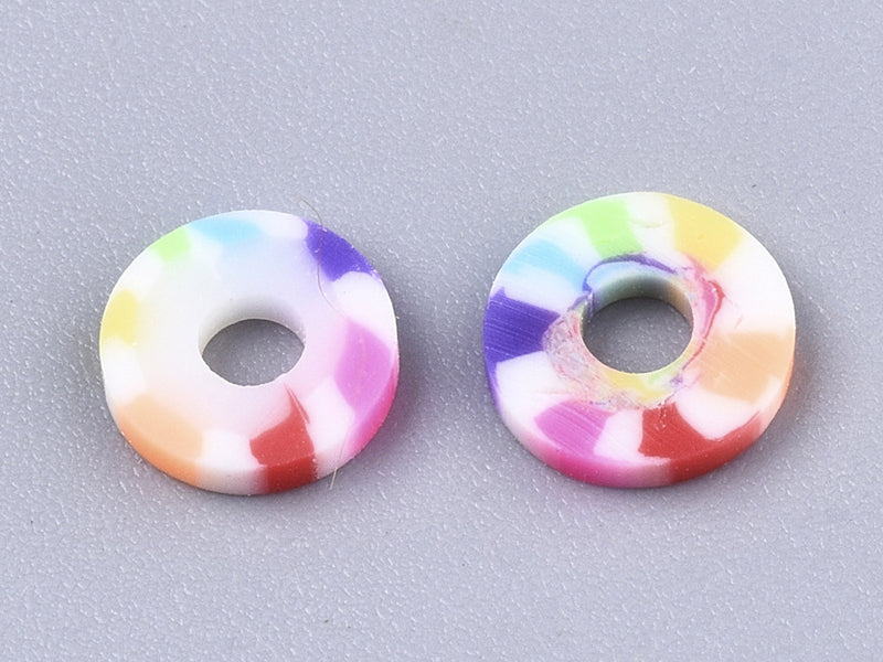 Achat Boite de perles rondelles heishi 6 mm - multicolore arc-en-ciel
