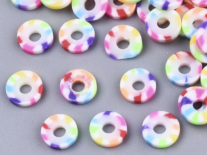 achat Boite de perles rondelles heishi 6 mm - multicolore arc-en-ciel