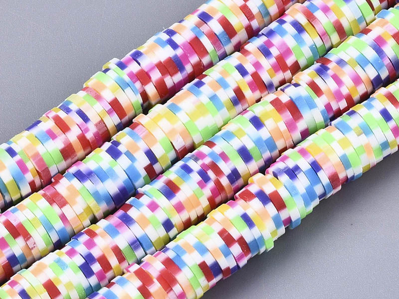 achat Boite de perles rondelles heishi 6 mm - multicolore arc-en-ciel