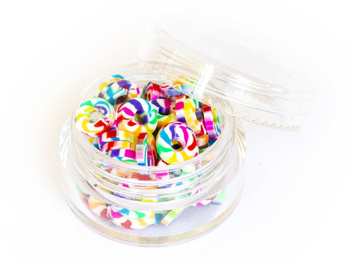 Achat Boite de perles rondelles heishi 6 mm - multicolore arc-en-ciel