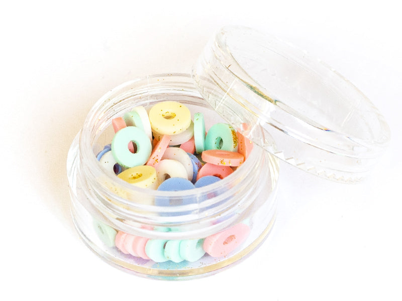 Achat Boite de perles rondelles heishi 6 mm - multicolores à paillettes
