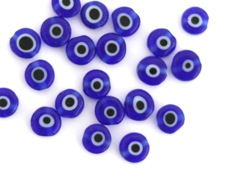 Achat 20 perles rondes en verre - œil porte bonheur - bleu roi - 6 mm