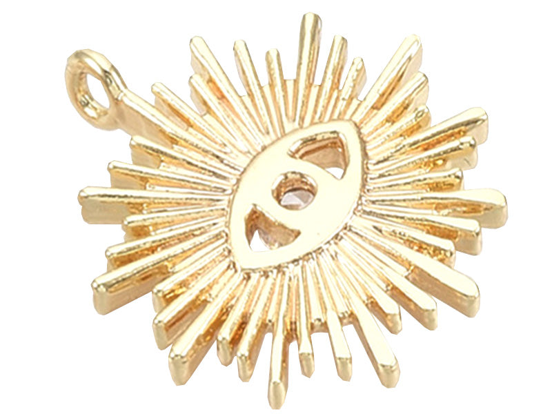 Achat Breloque dorée à l'or fin 18K – Soleil avec œil strass blanc