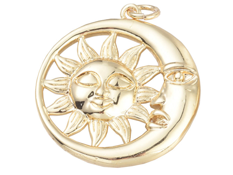 Achat Pendentif doré à l'or fin 18K – Lune et soleil