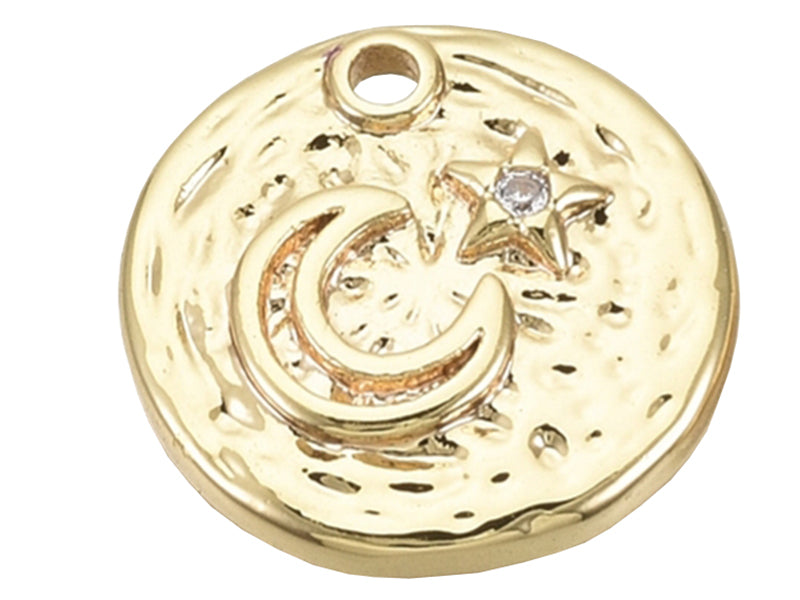 Achat Breloque dorée à l'or fin 18 K – Lune et étoile scintillante