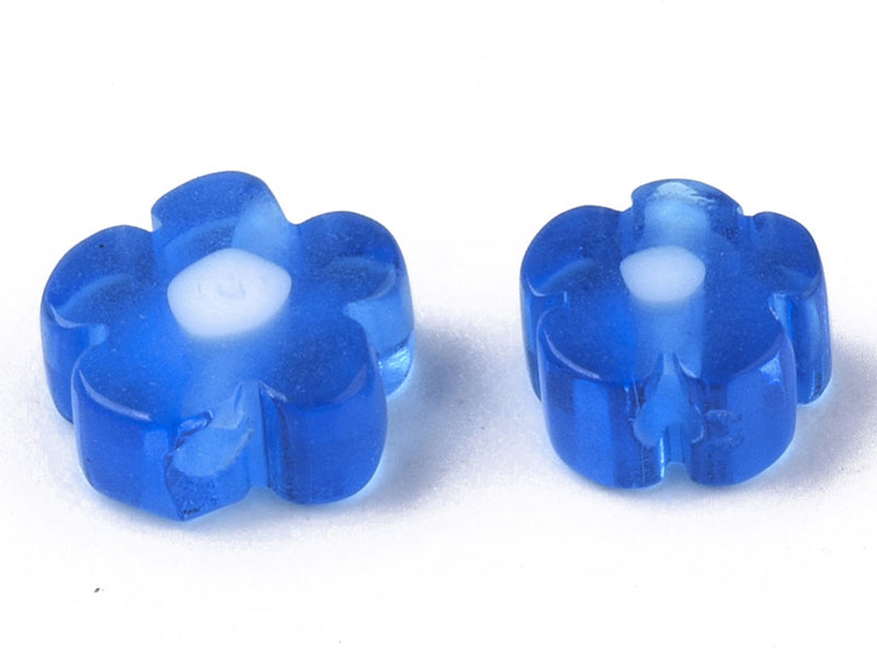 Achat 20 perles millefiori en verre - fleur bleu turquoise - 6 mm