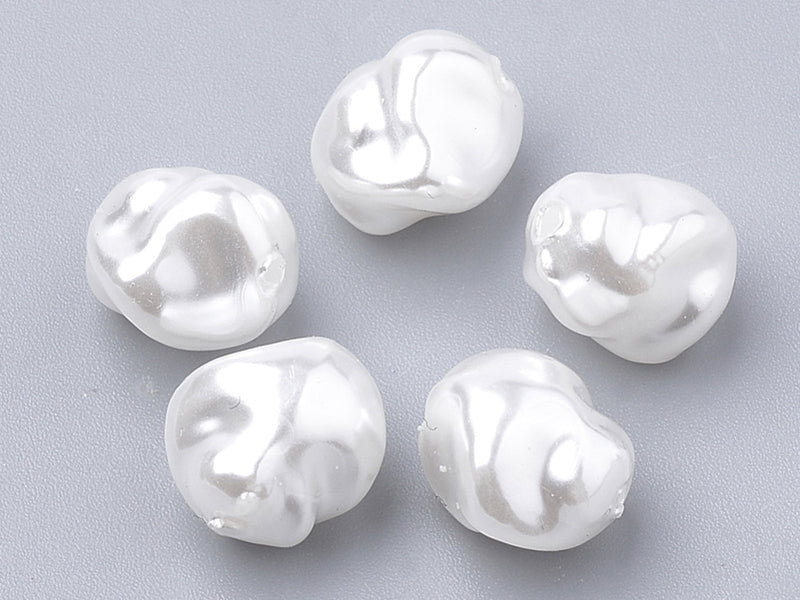 achat 20 perles en plastique imitation perles de culture - forme irrégulière - 10 x 8,5 mm
