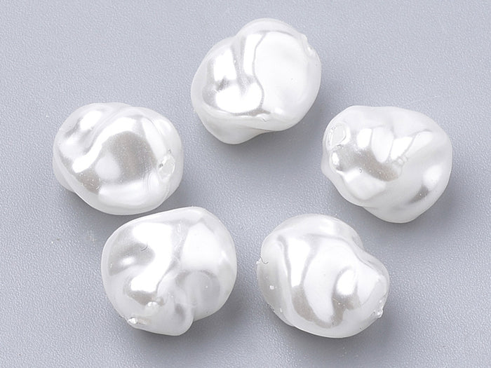 Achat 20 perles en plastique imitation perles de culture - forme irrégulière - 10 x 8,5 mm