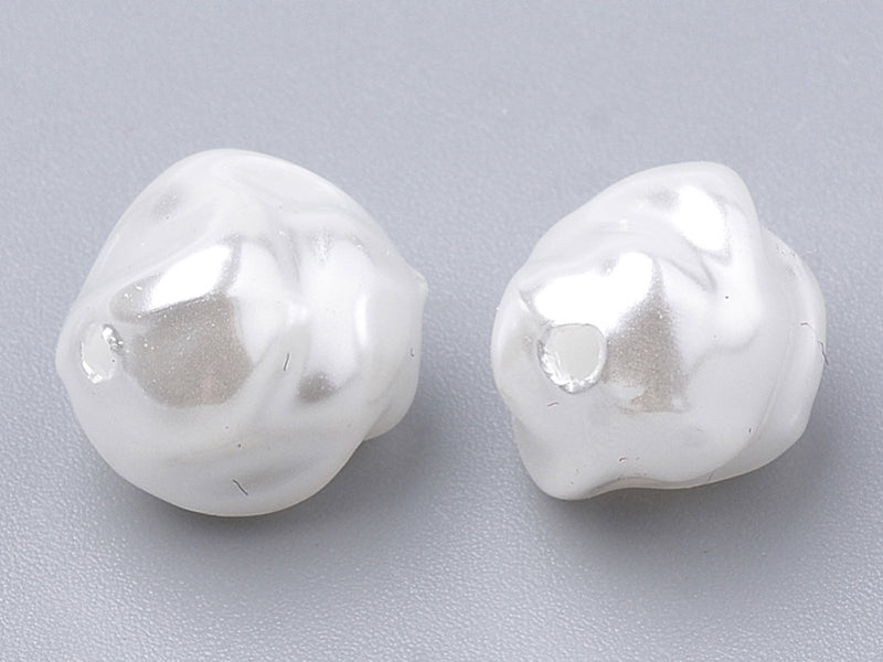 achat 20 perles en plastique imitation perles de culture - forme irrégulière - 10 x 8,5 mm