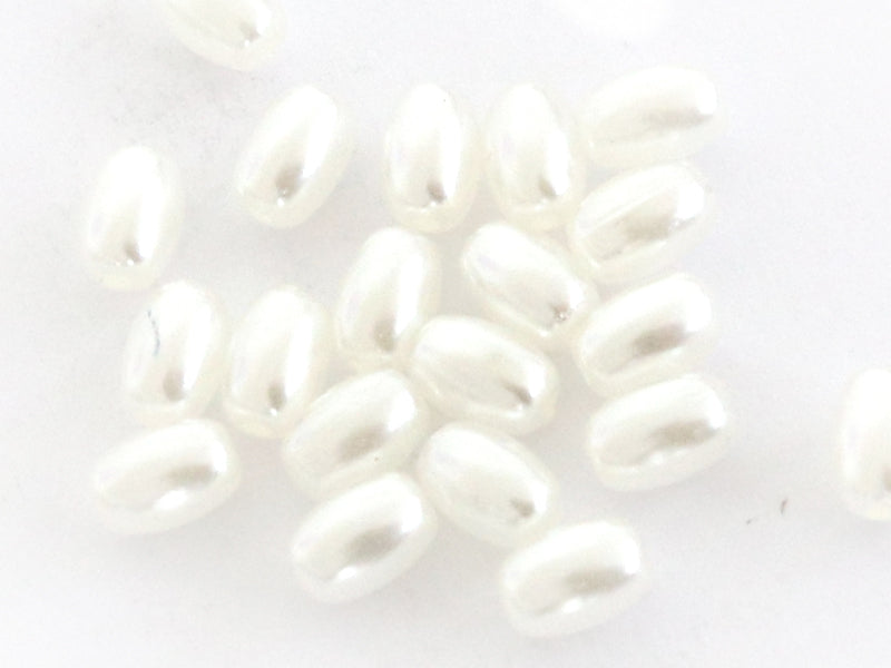 Achat 20 perles en plastique imitation perles de culture - forme grain de riz - 8 x 6 mm