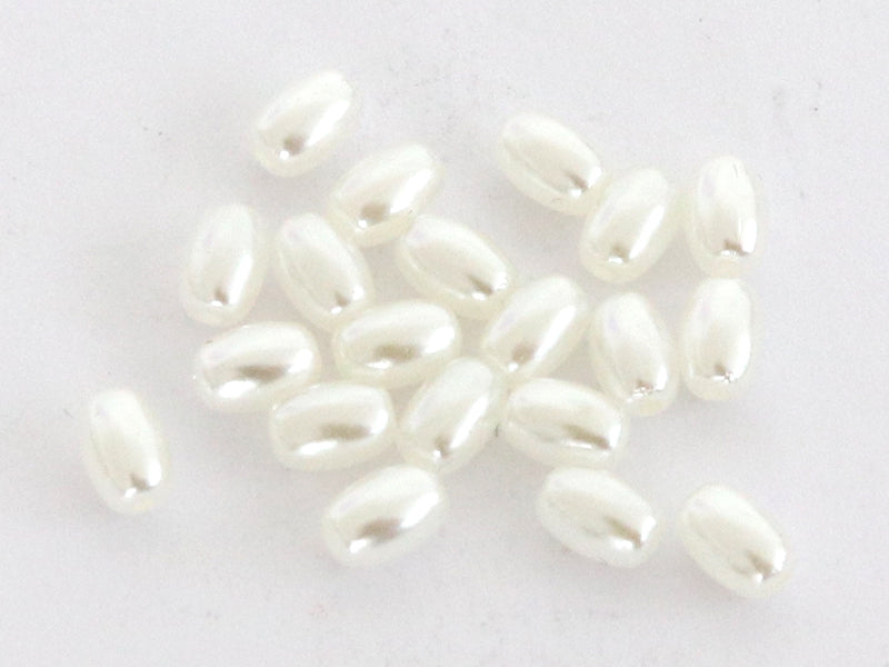 Achat 20 perles en plastique imitation perles de culture - forme grain de riz - 8 x 6 mm