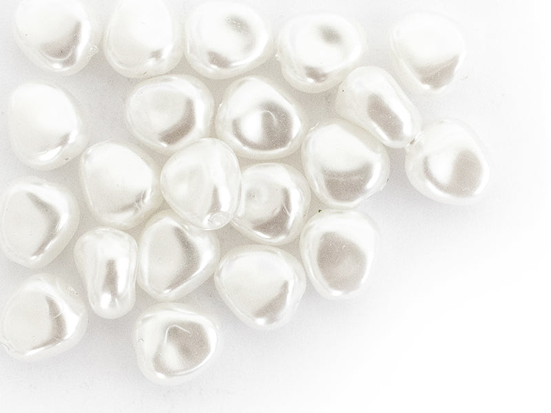 Achat 20 perles en plastique imitation perles de culture - forme irrégulière - 10 x 11 mm