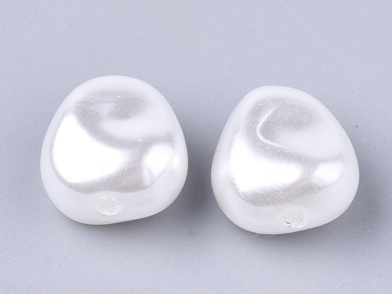 Achat 20 perles en plastique imitation perles de culture - forme irrégulière - 10 x 11 mm