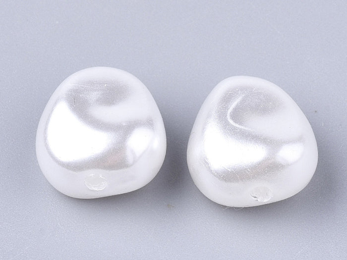 Achat 20 perles en plastique imitation perles de culture - forme irrégulière - 10 x 11 mm