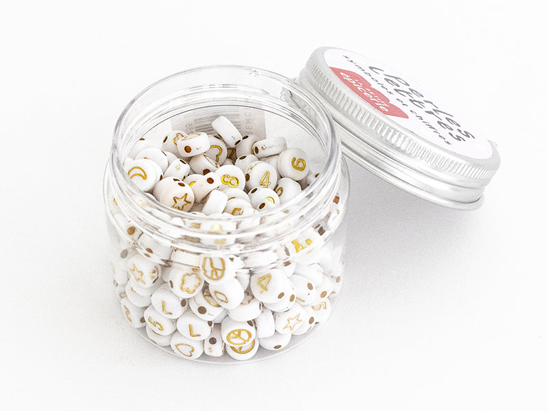 achat Pot perles symboles et chiffres  - Blanc