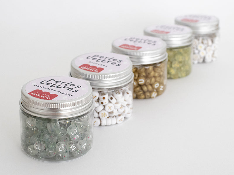 achat Pot perles symboles et chiffres  - Blanc