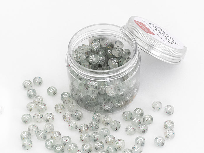 Achat Pot perles lettres – Paillettes argent