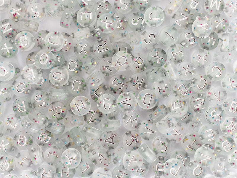 achat Pot perles lettres – Paillettes argent