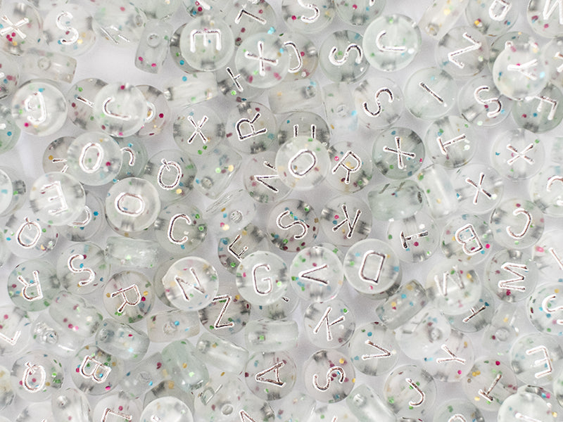 achat Pot perles lettres – Paillettes argent