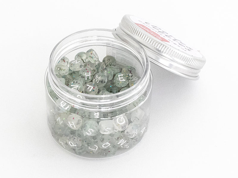 achat Pot perles lettres – Paillettes argent