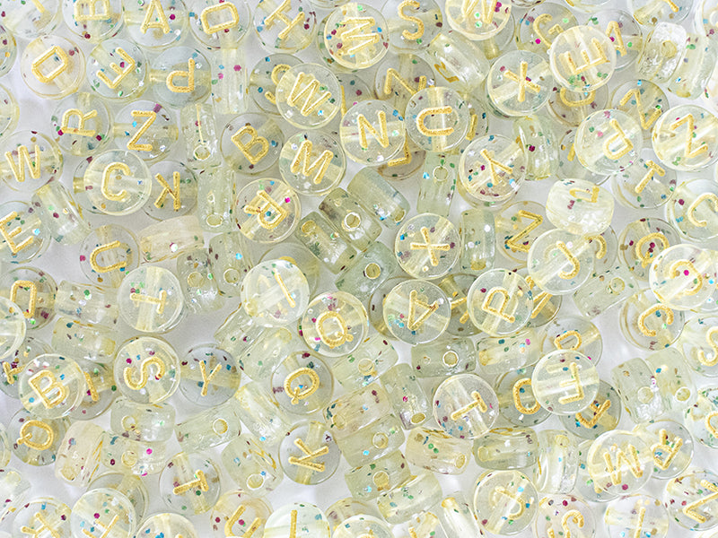 achat Pot perles lettres – Paillettes or