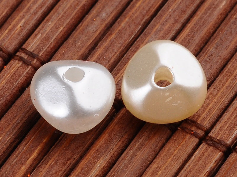 achat 20 perles en plastique imitation perles de culture - forme irrégulière - 8 x 6 mm