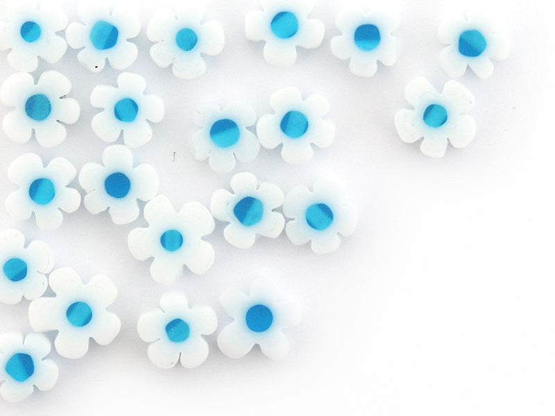 Achat 20 perles millefiori en verre - fleur blanche - 6 mm