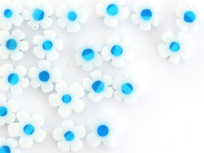 achat 20 perles millefiori en verre - fleur blanche - 6 mm